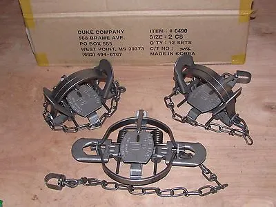 3 Duke #2 Coil Spring Traps Raccoon Coyote Bobcat Fox Lynx Otter New Sale  • $46.27