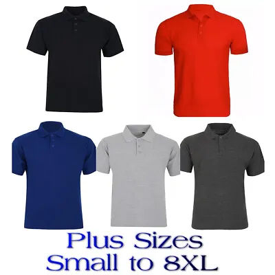 £5.95 • Buy Mens Polo Shirt Plain Shirts Pique Tee Golf Work Casual Plus Size Small - XXXXXL