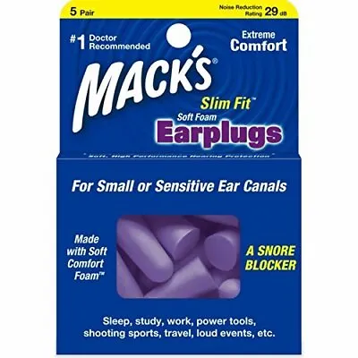 Mack's Slim Fit Ear Plugs - 5 Pair (Purple) • £7.95