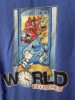 Vintage World Industries Shirt Small 90s Skateboard Hookups SUPER RARE PRINT   • $60