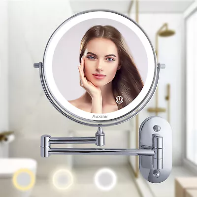 Wall Extending Bathroom Mirror With Lights Dual Sided 1X 10X Magnifying Mirrors • £21.99