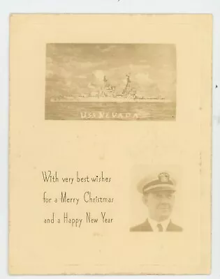 Vintage Photo Historic Military Christmas Card New Year USS Nevada Ship CA 1937 • $11.99