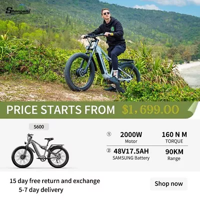Electric Bike 2000W 48V Dual Motor E Mountain Bike E Bike Samsung-840WH Shimano • $1520