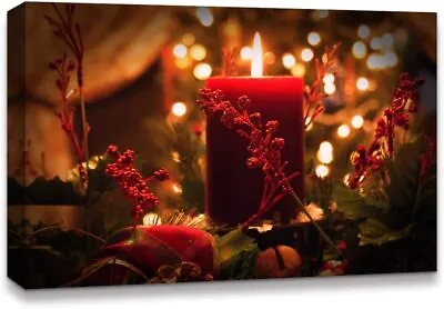 Christmas Candle Wall Art Canvas Print Christmas Decor  • $28.59