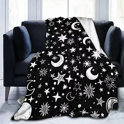 Star Moon Black And White Blanket Soft Blankets Flannel Bed Throw Cozy Lightw... • $38.05