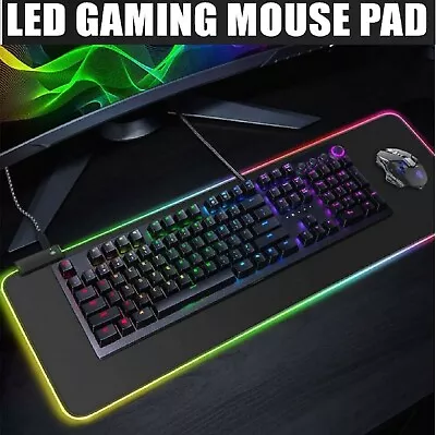 LED RGB Gaming Mouse Pad Large RGB Extended Mousepad Desk Anti-slip Rubber Mat • $23.49