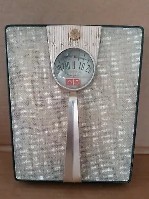 Vintage 1950's Hanson Analog Bathroom Scale Tan & Rose Made In USA Rare! • $39.99