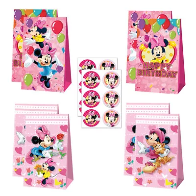 12PCS Minnie Gift Bags Candy Bags Stickers Kids Party Decorations Party Supplies • $16.98