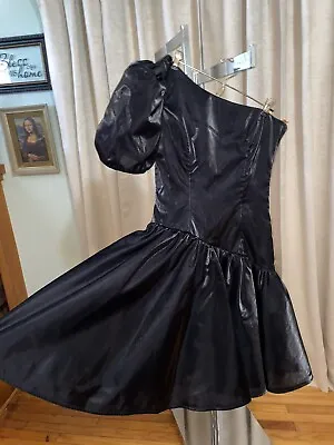 Vintage 80’s Black Dress Cocktail Dress Prom Dress Halloween ZumZum Size 3/4 • $49.99