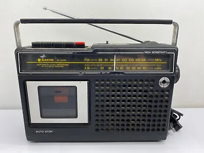 SANYO M 2406 Potable Stereo AM FM Radio Cassette Player (READ) Retro BOOMBOX • $32.99