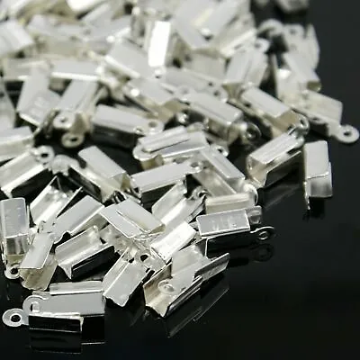 End Tips Crimps Folding Fold Over Connectors Jewellery Necklace Making • £2.75