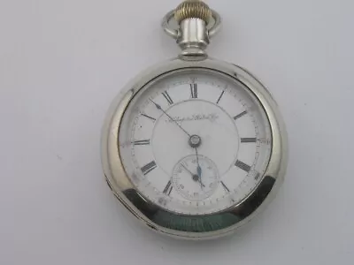 Vintage Hampden Pocket Watch 4 Oz Coin Silver Case Grade 62 15j 18s 59mm 1886 • $125