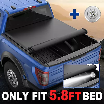 5.7/5.8FT Bed Roll Up Truck Tonneau Cover For 09-20 Ram 1500 Crew Cab & Led Lamp • $137.81