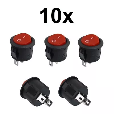 10x SPDT On/Off Red Round Rocker Switch 2-Pin 6A/125V 3A/250V AC/DC Appliance • $8.95