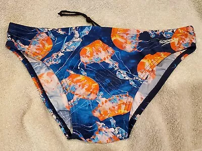 Speedo Made In Australia RARE 5CM Sides Mens Swim Brief Sz34 NEW Blue Jellyfish • $29.99