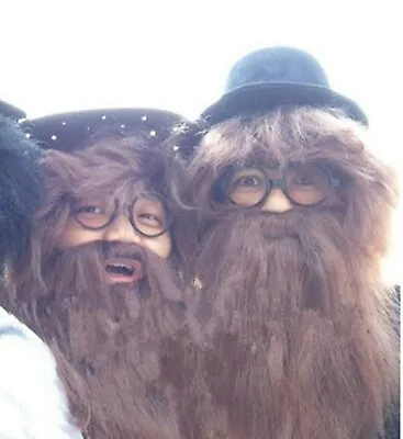 Women Men Brown Fake Big Long Beard Mustache Wigs Halloween Party Costume Set  • $16.96