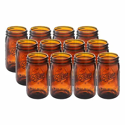 $60.99 • Buy Ball Collection Elite Quart Wide Mouth Amber Canning Jar, Bulk, 12 Jars (No Lids