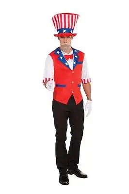 Uncle Sam Patriotic Men's Polyester Shirt & Foam Hat Set July 4th Costume   • $27.98