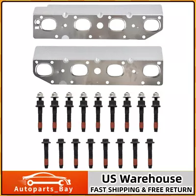 EXHAUST MANIFOLD GASKET SET + BOLT STUDS & NUTS For 2009 - 2018 Dodge 5.7L HEMI • $45.99