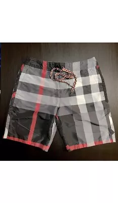 Burberry Check Swim Trunks Carbon Blue Size Small  30” • $295