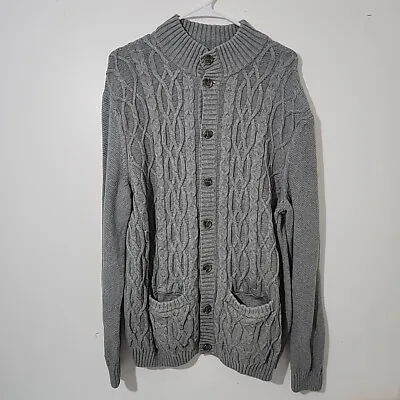 Tasso Elba Cardigan Sweater Mens Extra Large Gray Long Sleeve Buttons Cotton • $18.88