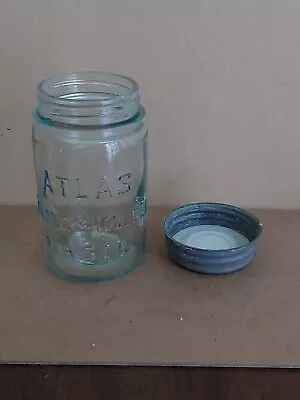 Vintage Aqua Blue Atlas Strong Shoulder Mason Jar Pint Size With Lid 5-B-0 Cpic • $13.95