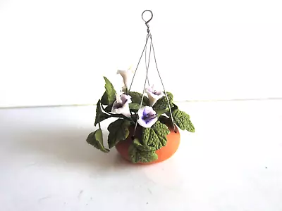 Vintage Artisan Hanging Flowers In Clay Pot Dollhouse 1:12 Miniature • $7