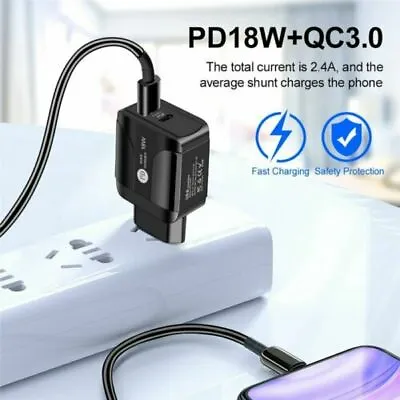 Type C Fast Wall Charger IPhone Adapter-iPad Pro 12 Max 18W 20W USB-C PD Plug PD • £6.70