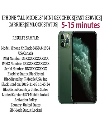 FAST IPhone Info Check - IMEI / Simlock / Carrier /Find My Iphone /iCloud Status • $0.99
