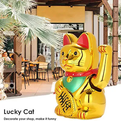 Chinese Lucky Cat Wealth Waving Hand Fortune Welcome Cat Craft Desktop Stand AU • $21.99