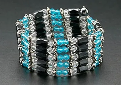 Magnetic Hematite Beads Wrap Around Bracelet Blue Crystals Therapy Necklace   • $14.99