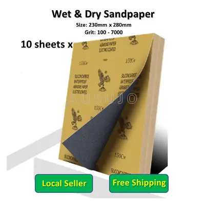 $18 • Buy 10 Sheets 230x280mm Sandpaper Sanding Sheets Sand Paper Abrasive Wet Dry
