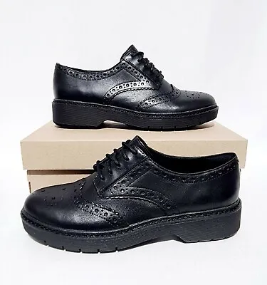 $78.65 • Buy Clarks Witcombe Echo Black Leather Brogue Shoes Uk 4.5 Uk 5.5 Cushion Plus