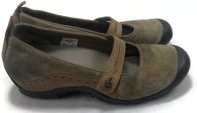 Merrell Womens Mary Jane Brown Suede Leather Hiking Flats Shoes Size 9 • $36.19