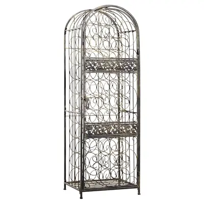 Bronze Wrought Iron Wine Jail Storage Rack Holds 45 Bottle Home Bar Cabinet Vino • $150.53