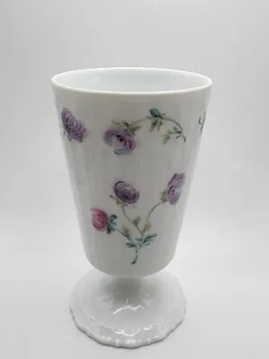 Porcelain Giraud Limoges France 5  Footed Small Vase Cup Or Glass White Purple • $13.28