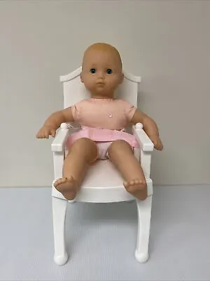 $65 • Buy American Girl Bitty Baby High Chair Classic White RETIRED Doll Pink Belt