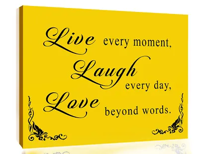 £11.49 • Buy Mustard Yellow Live Laugh Love Quote Canvas Wall Art Picture Print A1 A2 + Sizes