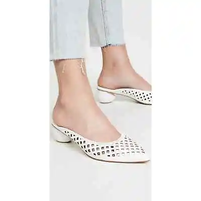 JAGGAR White Caged Laser-Cut Geometric Statement Heel Mules EU 35 NWOB • £61.76