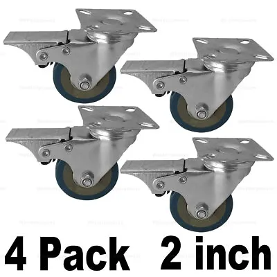 4 Pack 2''  Heavy Duty Swivel Wheel PVC Plate Caster Wheels With Lock Brake • $15