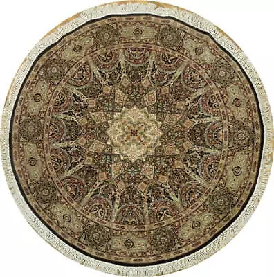 6' X 6' Brown Fine Quality Wool&Silk Round Rug 20884 • $1822.50