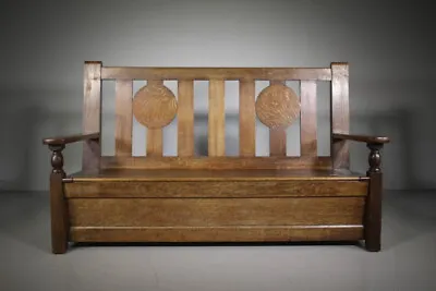 Arts & Crafts 19th Century English Antique Oak Settle Seat • £2450