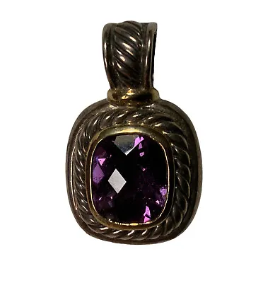 DAVID YURMAN Silver 14K Gold Amethyst Albion Enhancer Pendant Large • $279.99