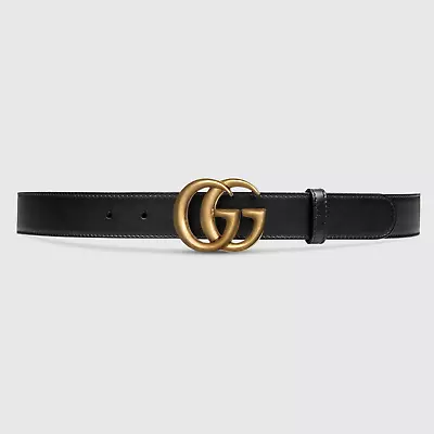 AUTHENTIC Men's Gucci GG MARMONT THIN BELT Black & Gold Size: 100/US36 • $449.99