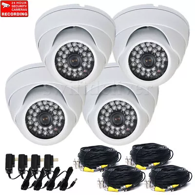 4x Security Dome Cameras W/ SONY Effio CCD Wide Angle IR Outdoor Cable Power AK7 • $277.90