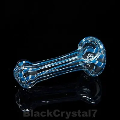3  Handmade Mini Pocket Clear Blue Ghost Lines Tobacco Smoking Bowl Glass Pipes • $10.99