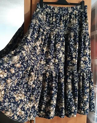 Laura Ashley Vintage Floral Fine Needlecord Tiered Skirt Size Medium  • £145