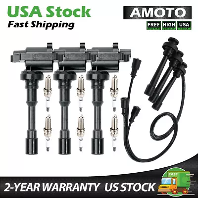 3X Ignition Coil + Spark Plug +Wire Set For Mitsubishi Montero Galant 3.8L UF525 • $76.51