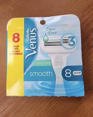 New Gillette Venus Sensitive Smooth Skin Elixir 3 Blades - 8 Razor Refills! • $16.95