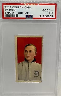 Ty Cobb 1914 T213 Coupon Cigarettes Type 2 Portrait Red PSA 2.5 • $12000